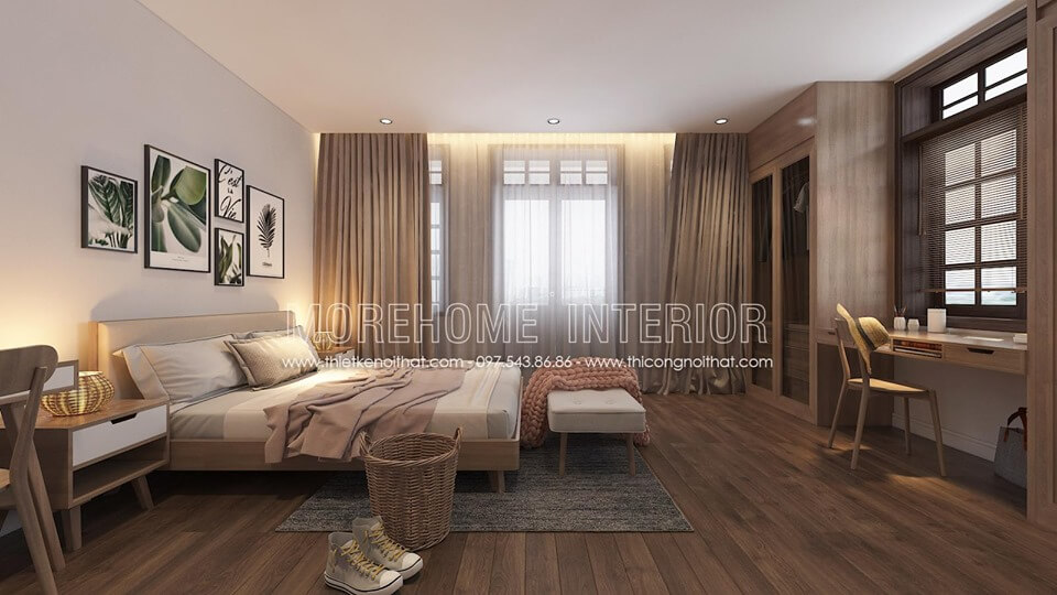 Thiết kế phòng ngủ hiện đại với nội thất gỗ đẹpsang trọng Thiết kế chung cư