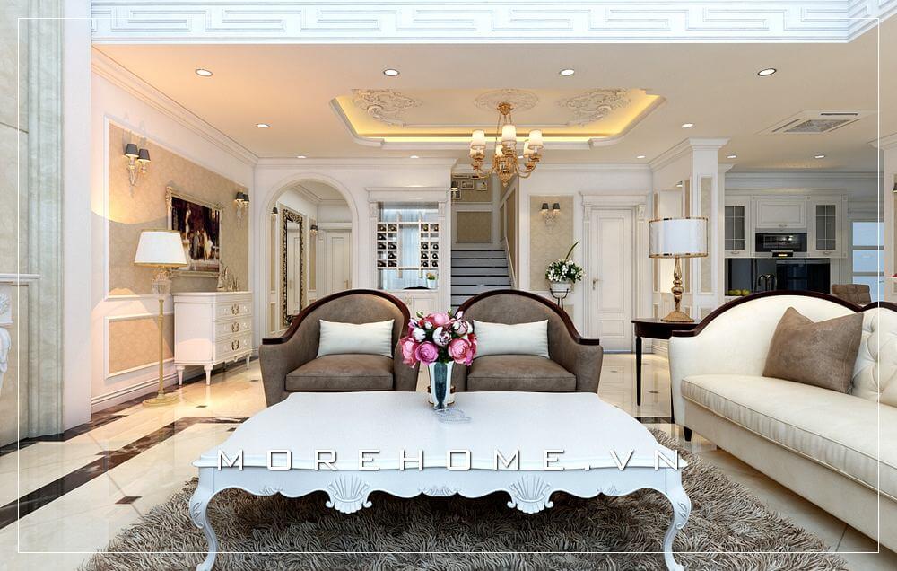 Trang trí nội thất phòng khách chung cư cao cấp phong cách tân cổ điển sang trọng và đẳng cấp Thiết kế nội thất