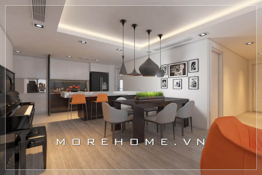 Thiết kế nội thất phòng bếp chung cư đơn giản hiện đại và tiện nghi Thiết kế chung cư