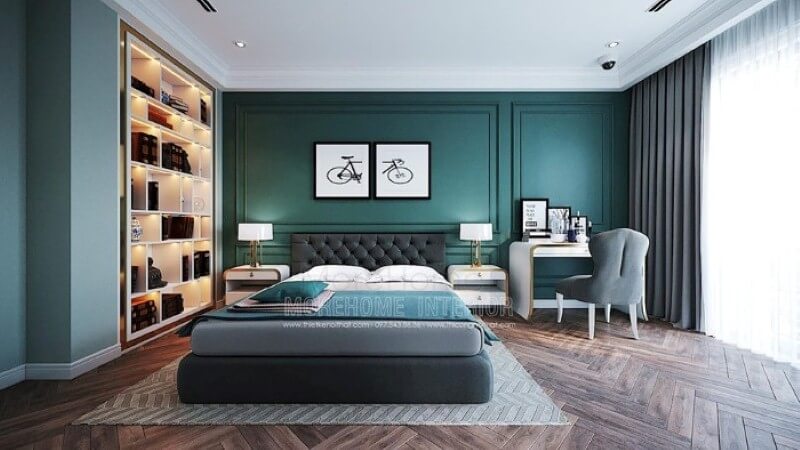 Bộ 2 tranh in canvas hình xe đẹp đẹp tạo điểm nhấn sinh động cho phòng ngủ sắc xanh nổi bật. Thiết kế chung cư
