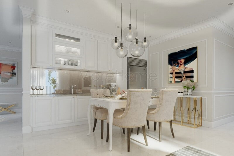 Nội thất phòng ăn đẹp và ấm cúng với mẫu bàn ăn tân cổ điển 4 chỗ cao cấp Mẫu nội thất chung cư đẹp