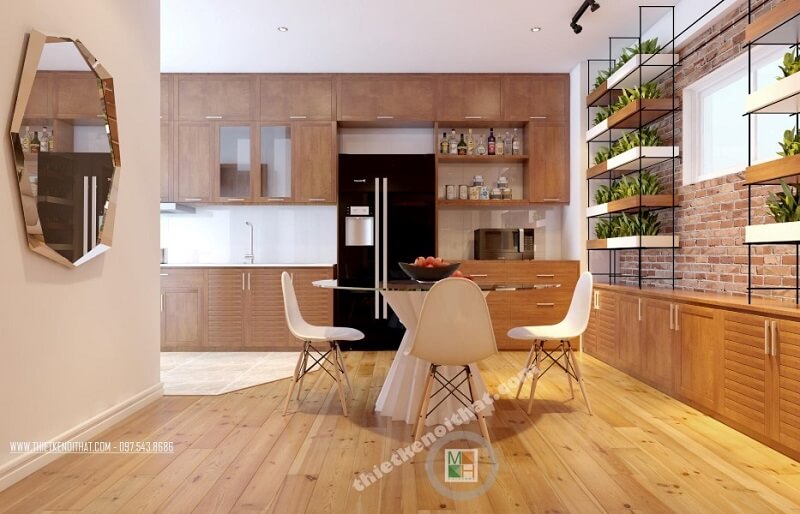 Thiết kế nội thất phòng ăn chung cư đẹp với cách sắp xếp hợp lí, tiện nghi Mẫu nội thất chung cư đẹp