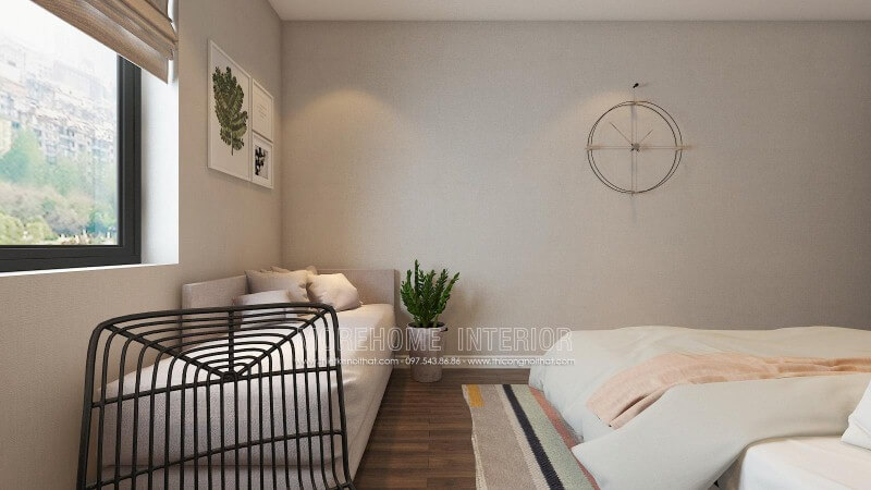 Ghế đôn sofa dài sáng màu thư giãn với thiết kế đơn giản nhưng êm ái sẽ là lựa chọn tuyệt vời cho phòng ngủ hiện đại. Thiết kế chung cư