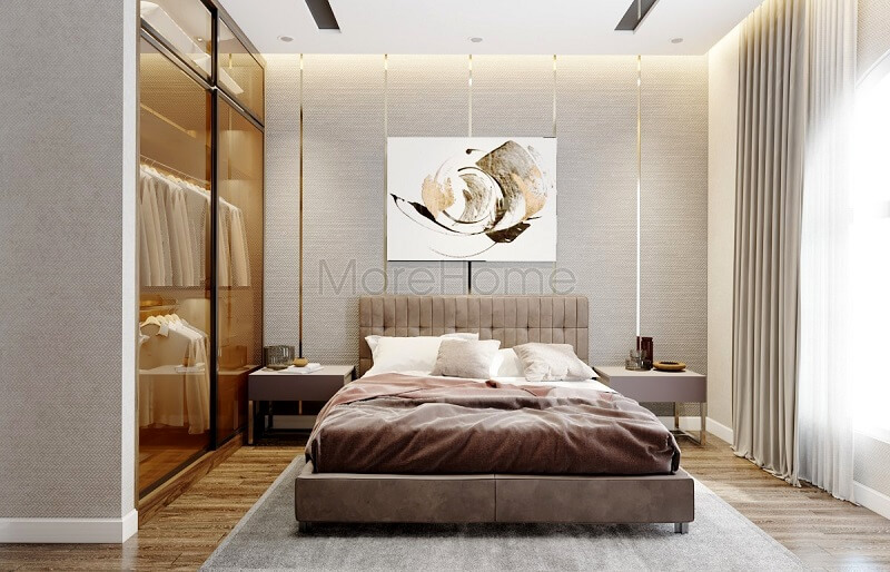Mẫu thiết kế phòng ngủ nhà phố hiện đại với đồ nội thất gỗ cao cấp tiện nghi mang đến không gian nghỉ ngơi lí tưởng thiết kế chung cư
