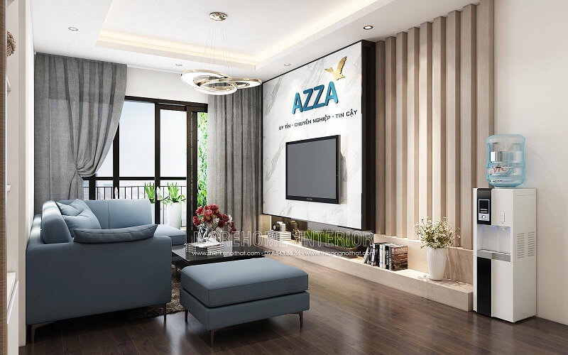 Trang trí phòng khách sử dụng đó đá nhân tạo LG ốp tường độc đáo, sang trọng thiết kế chung cư