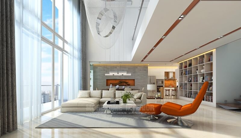 Phòng khách trở nên rộng rãi, tiện nghi hơn với mẫu Sofa L hiện đại bọc da Thiết kế chung cư