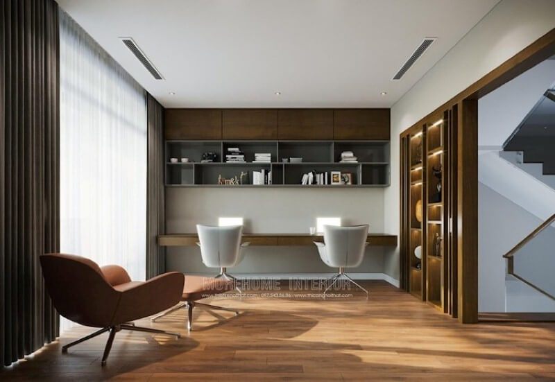 Thiết kế góc học tập đẹp dành cho 2 người ấn tượng với phong cách hiện đại thiết kế chung cư