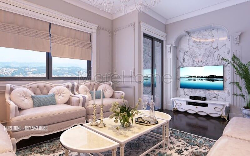 Thiết kế nội thất chung cư Ruby Tower cao cấp phong cách tân cổ điển thiết kế chung cư