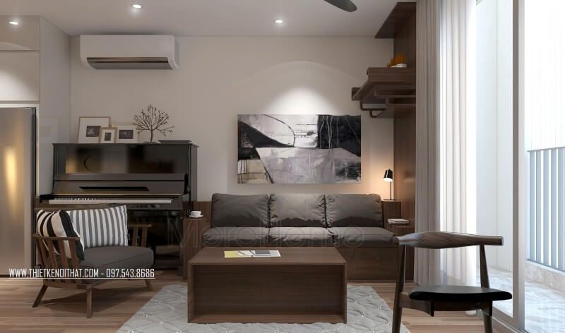 Được thiết kế vô cùng ấn tượng, không cầu kì trong kiểu cách, mẫu sofa gỗ tự nhiên mang lại không gian sang trọng và không kém phần hiện đại thiết kế chung cư