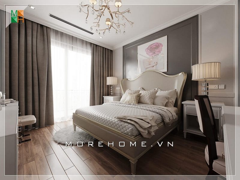 Ấn tượng với mẫu thiết kế nội thất phòng ngủ tân cổ điển đẹp, sang trọng cho chung cư, nhà phố. thiết kế chung cư