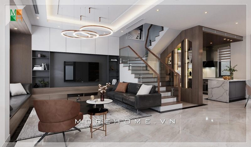 Thiết kế nội thất phòng khách liền bếp đẹp cho biệt thự, nhà phố, căn hộ cao cấp. thiết kế chung cư
