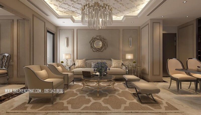 Thiết kế nội thất chung cư phong cách tân cổ điển sang trọng và ấn tượng Mẫu nội thất chung cư đẹp