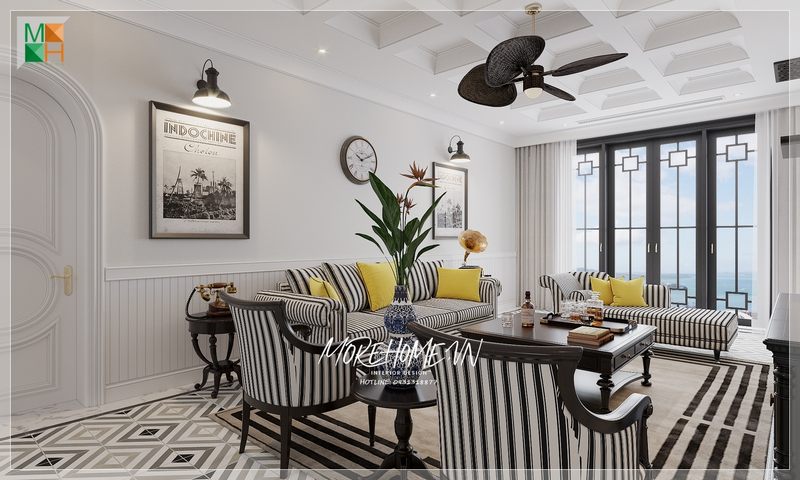 hơn
Nội thất phòng khách sử dụng gỗ tự nhiên sơn đen bọc nỉ với phong cách Indochine sẽ làm cho không gian phòng khách nhà bạn trở nên nổi bật hơn.